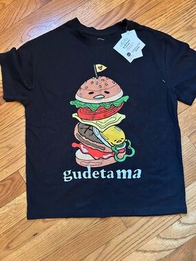 Gudetama Kids Black Graphic Tee - Stacked Burger Design